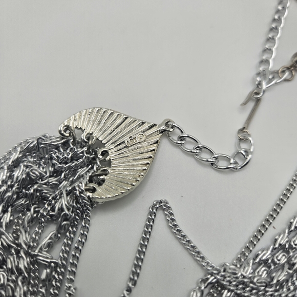 Art Arthur Pepper Necklace Silver Tone Multi Strand Chain Link - Picture 6 of 6